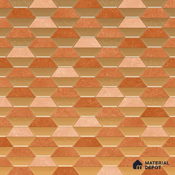Geometric Wall & Floor Tile TL 07237 E Alpi 8003 GLM (Gold) 1 ft x 1 ft Ceramic Matte Finish - 9 mm  | 2 mm Spacer is Mandatory | Please Expect a Slight Variation of Pattern (Sample)